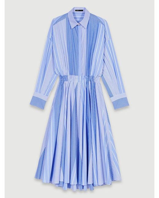 Maje Blue Striped Patchwork Dress