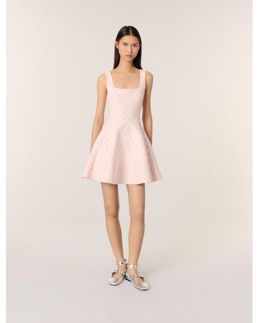 Maje Pink Kurzes Kleid Aus Jacquard-Strick