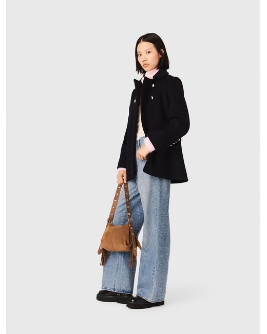 Maje Blue Wool Blend Coat