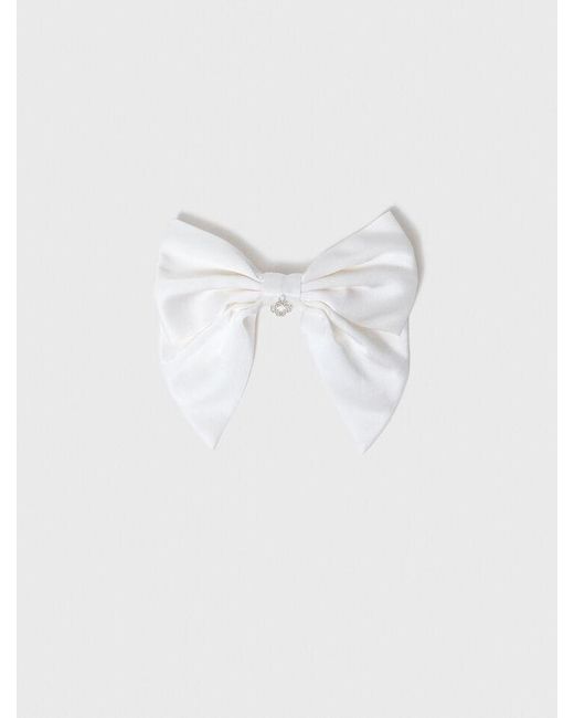 Maje White Satin-Effect Bow Barrette
