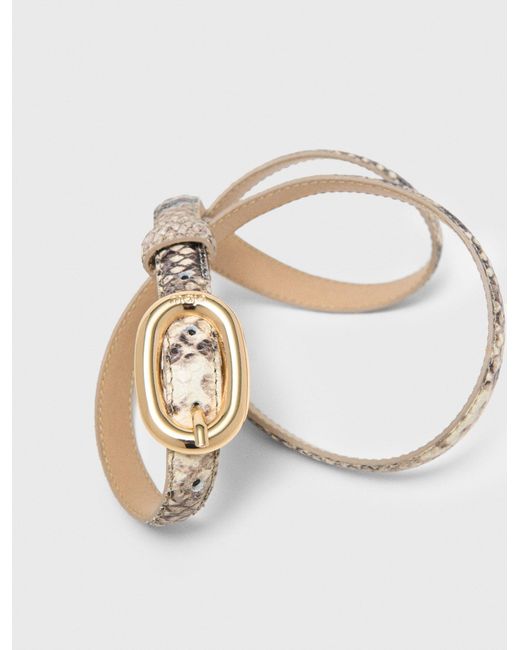 Maje Natural Slim Python-Effect Leather Belt