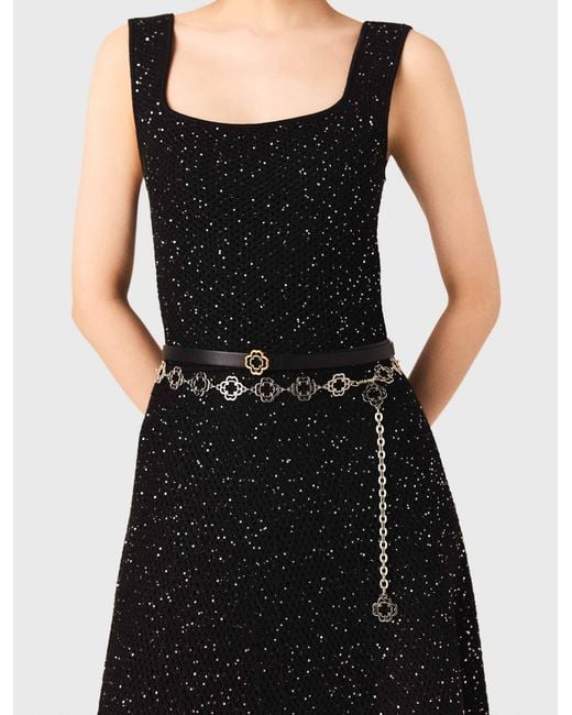 Maje Natural Two-Tone Clover Chain Belt