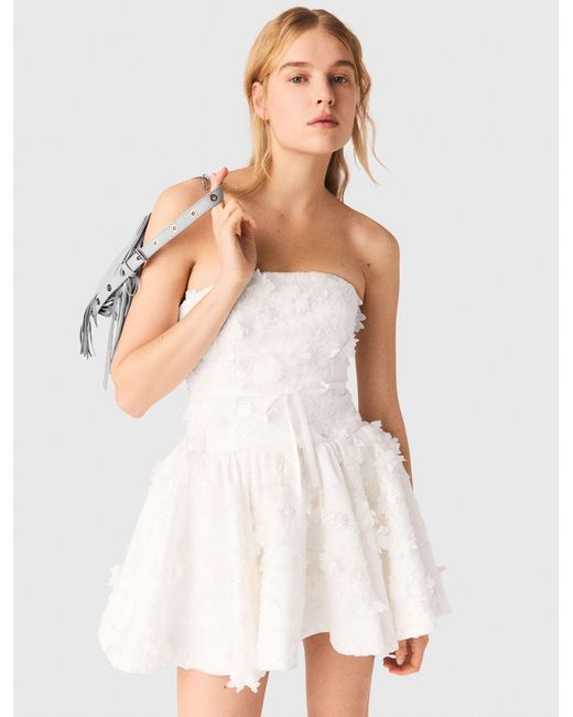 Maje White Short Embroidered Bustier Dress