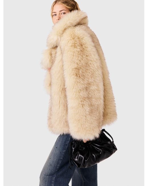 Maje Blue Oversized Faux Fur Coat