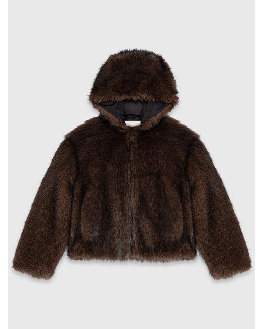 Maje Black Oversized Faux Fur Jacket
