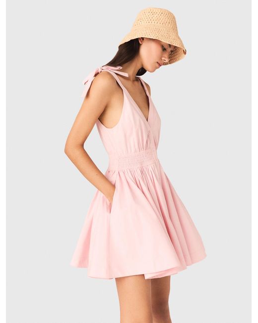 Maje Pink Short Flared Cotton Dress