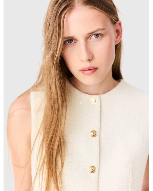Maje White Long Tweed Jacket