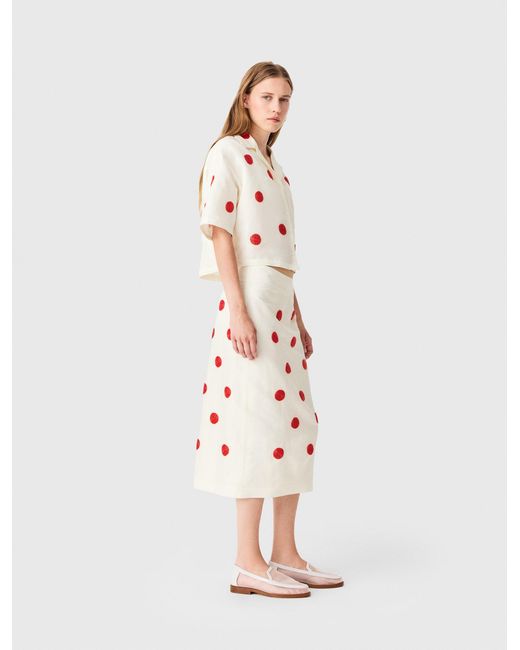Maje White Embroidered Linen And Silk Shirt