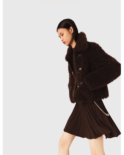 Maje Black Short Curly Coat