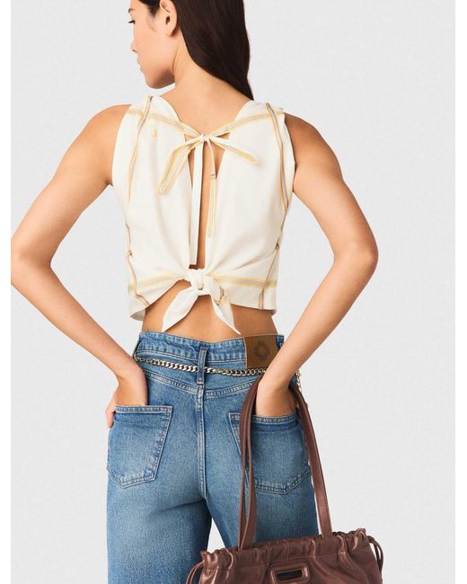 Maje Blue Patterned Backless Crop Top