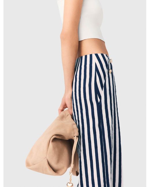Maje Blue Linen Blend Sailor Trousers