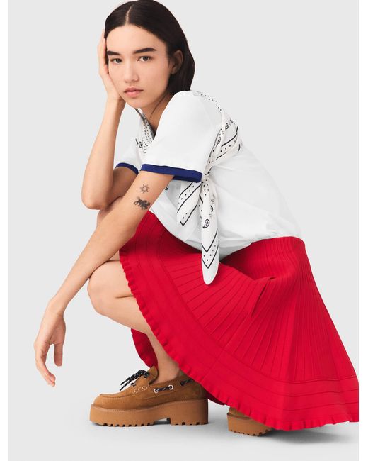 Maje Red Compact Knit Short Skirt