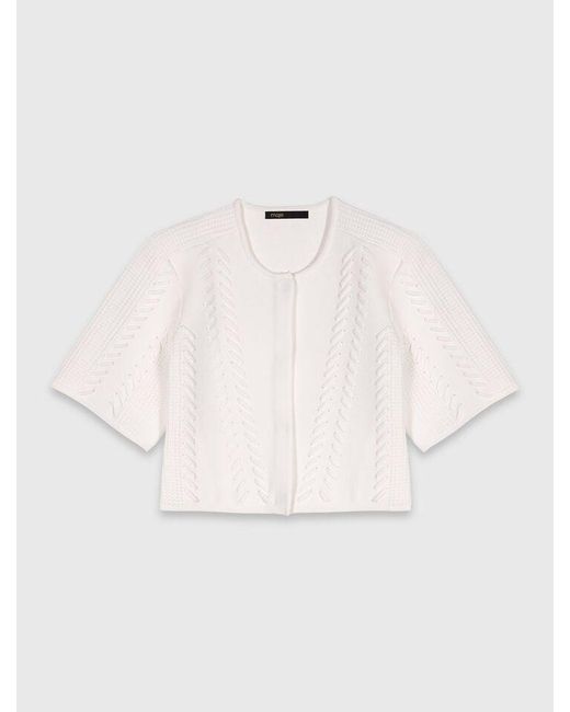 Maje White Cropped Cardigan