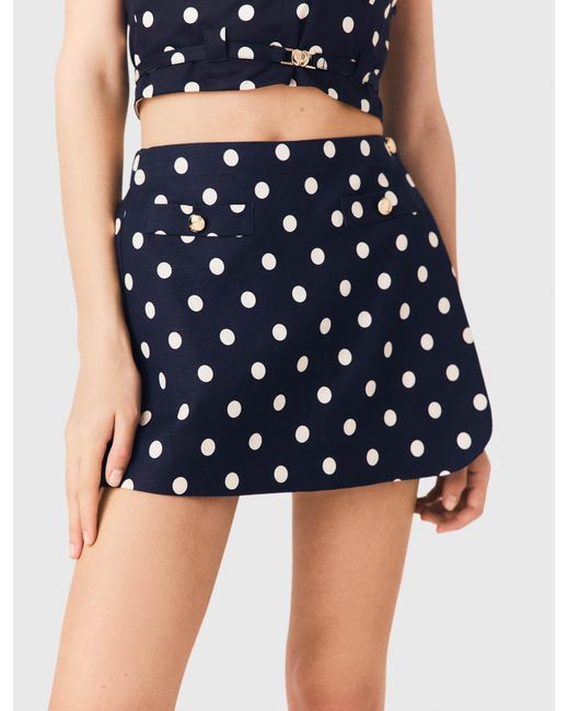 Maje Blue Linen Blend Skort