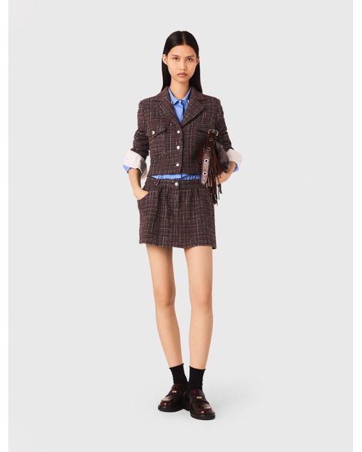 Maje Red Short Tweed Jacket