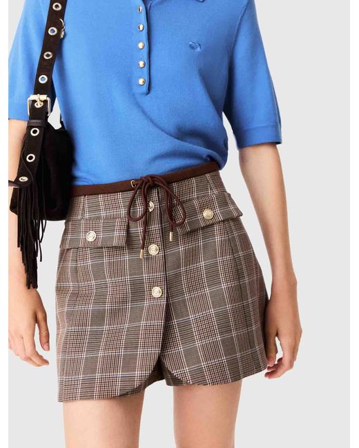 Maje Blue Layered-Effect Suit Shorts