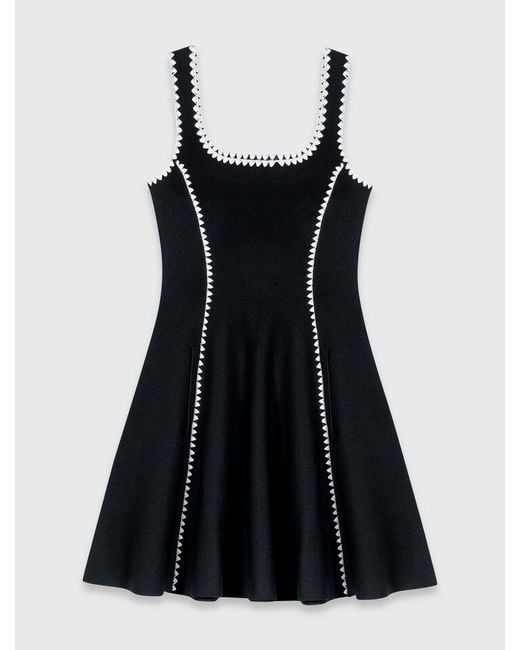 Maje White Short Dress With Topstitch Details