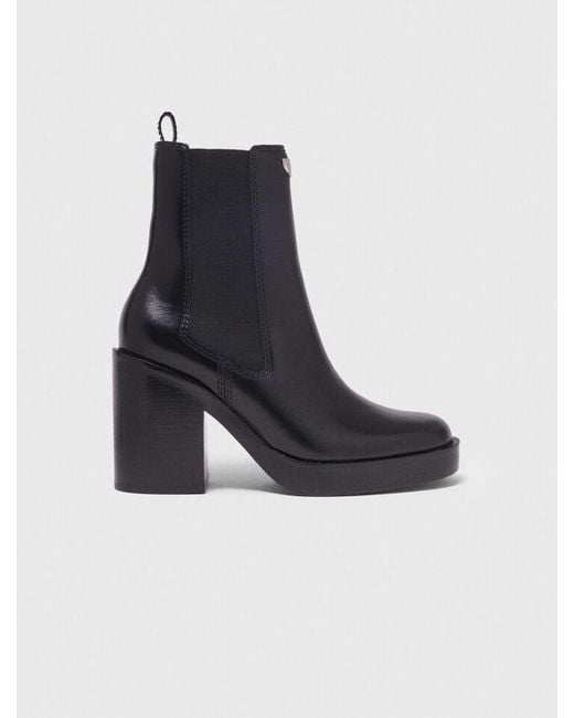 Maje Black Heeled Leather Chelsea Boots