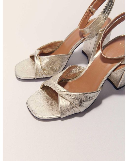 Maje Natural Metallic Leather Sandals With Heels