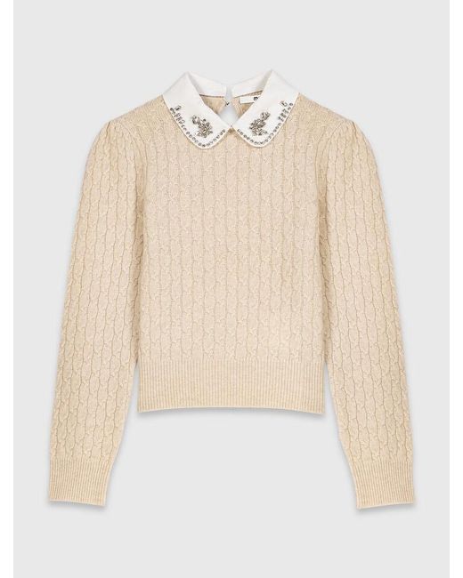 Maje Blue Removable Poplin Collar Jumper