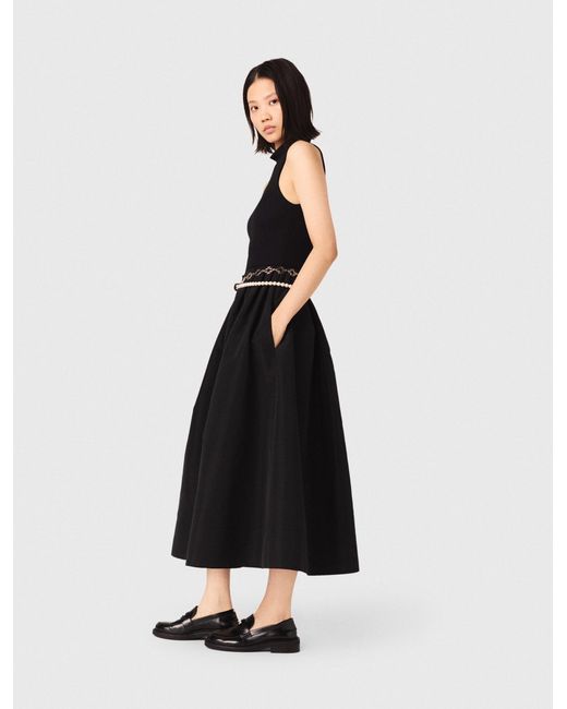 Maje White Mixed-Material Taffeta Dress