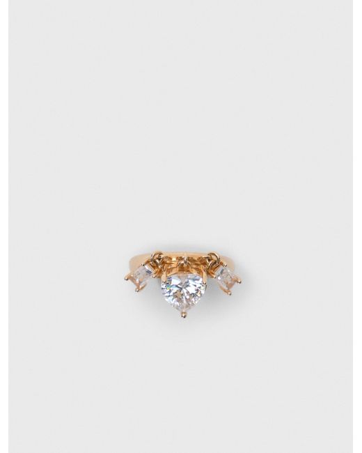 Maje White Goldfarbener Ring Mit Strass