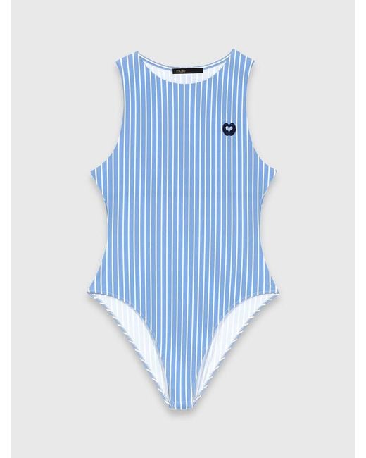 Maje White Striped Bodysuit