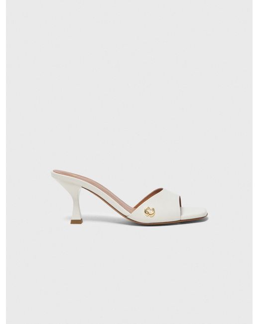 Maje White Leather Mules