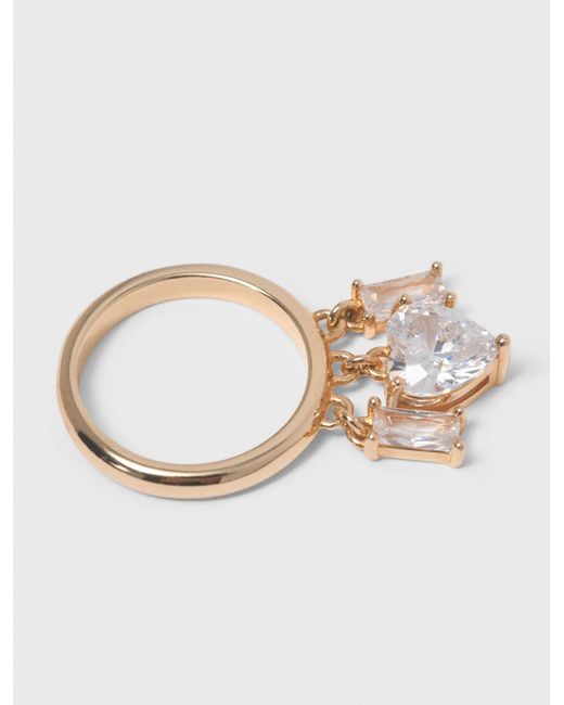 Maje White Goldfarbener Ring Mit Strass