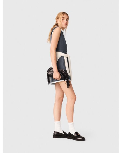 Maje White Layered-Effect Tailored Dress