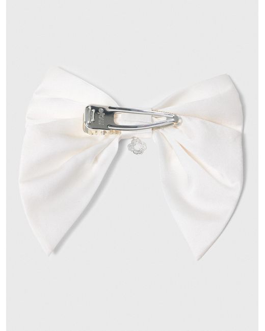 Maje White Satin-Effect Bow Barrette