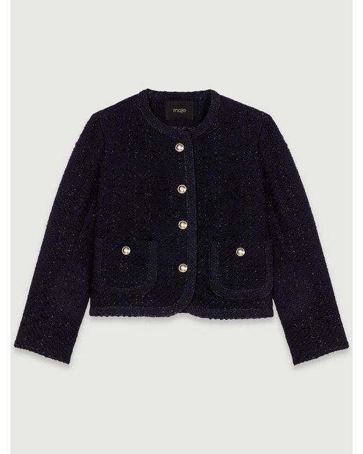 Maje Blue Short Tweed Jacket