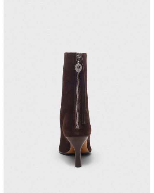 Maje White Zipped Suede Ankle Boots