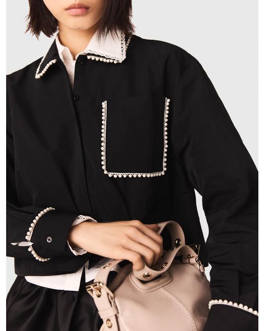 Maje Black Taffeta Shirt