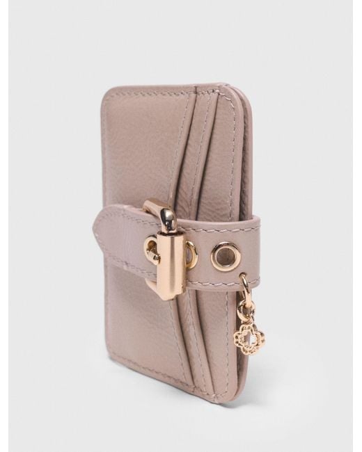 Maje Pink Miss M Naplak Leather Card Case