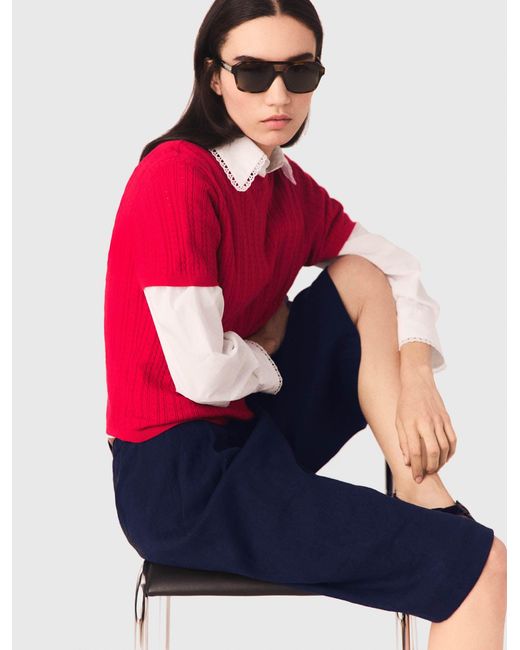 Maje Red Round-Neck Jumper