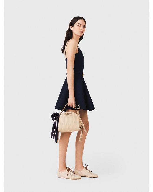Maje Blue Flared Dress With Straps