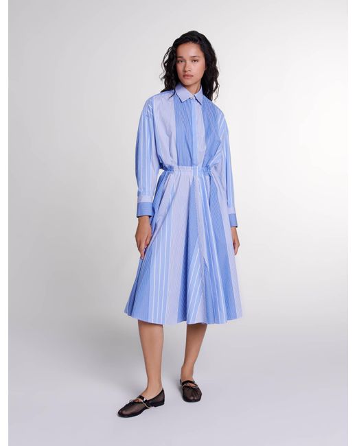 Robe Maje – Manches Longues – Taille 36 – Couleur Bleu-rose-noir – Style Décontracté – Occasion Bon état