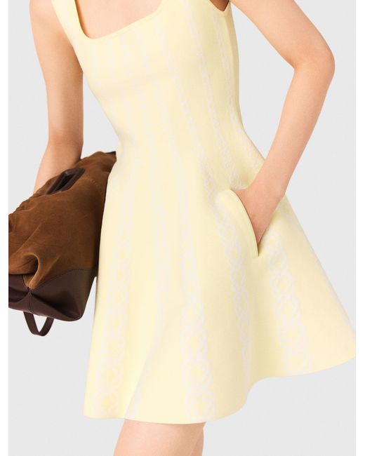 Maje White Jacquard Knit Short Dress