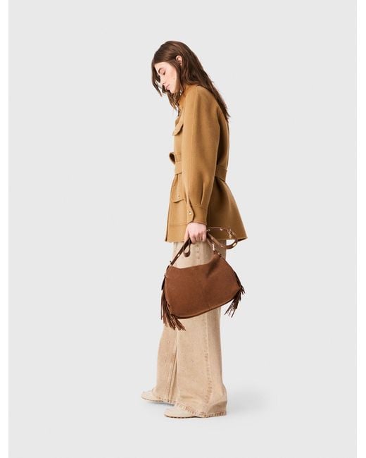 Maje Natural Mid-Length Wool Coat
