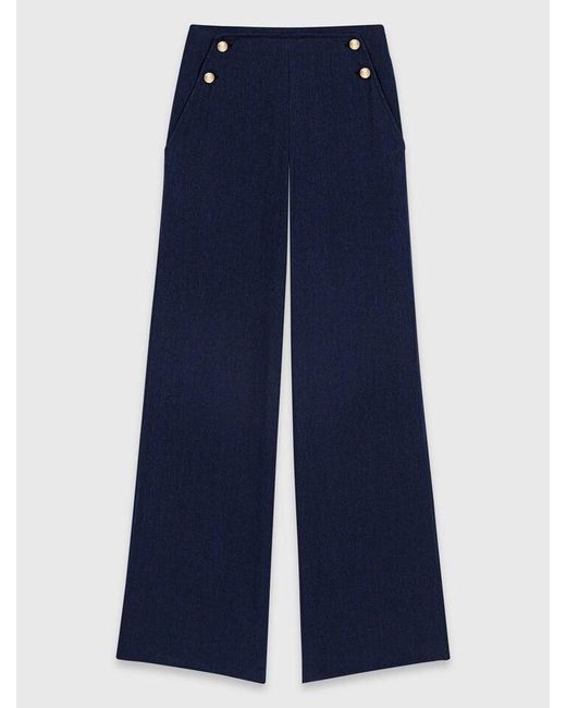 Maje Blue Linen-Blend Sailor Trousers