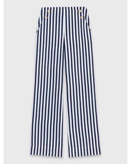 Maje Blue Linen Blend Sailor Trousers