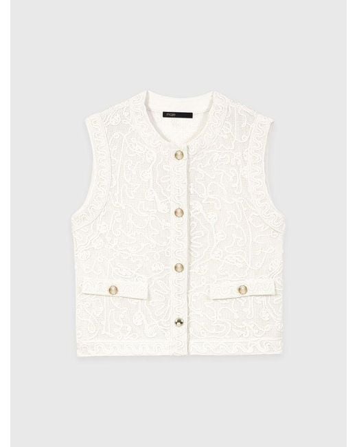 Maje White Guipure Lace Jacket