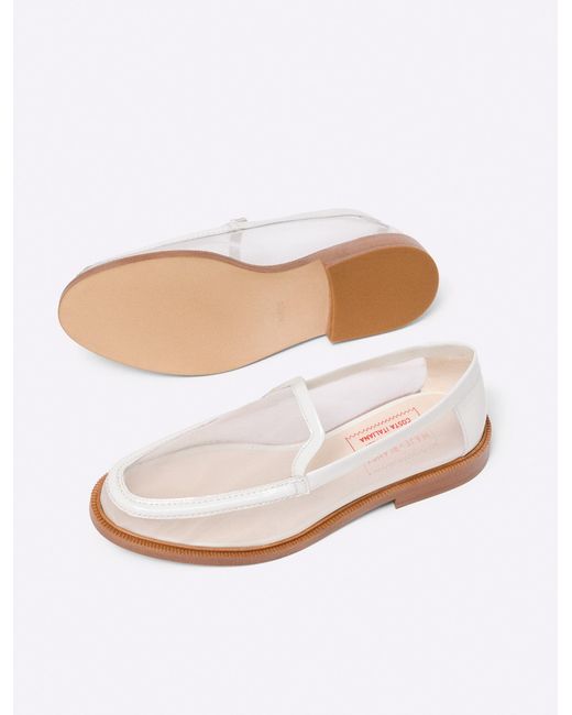 Maje White Leather And Mesh Loafers