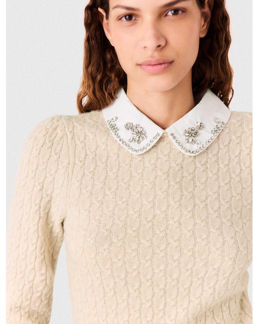 Maje Blue Removable Poplin Collar Jumper