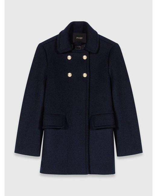 Maje Blue Wool Blend Coat