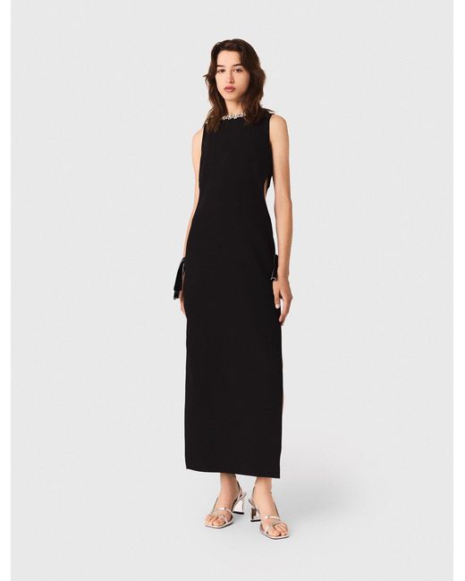 Maje Black Jewel-Collar Maxi Dress