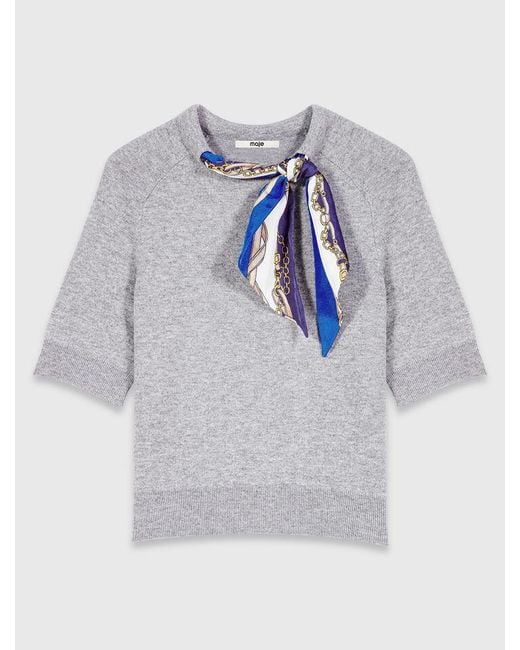 Maje Blue Pullover Mit Twilly