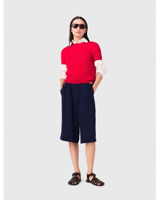 Maje Red Round-Neck Jumper