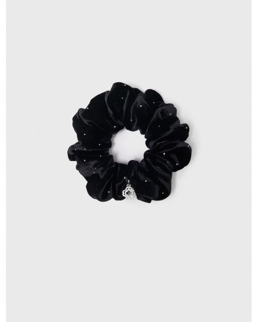 Maje Black Rhinestone Scrunchie